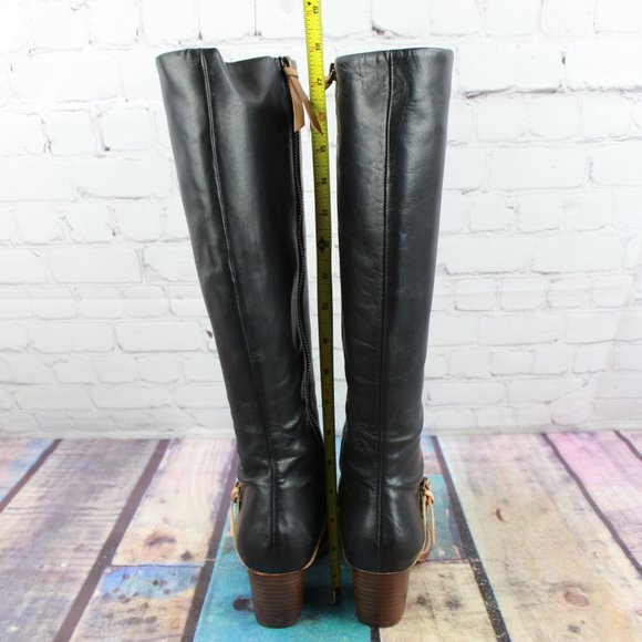 Schuler & Sons Philadelphia Black Leather Tall Zip Heeled Boots 7.5 M - Picture 10 of 11